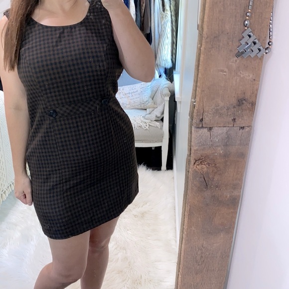 Vintage brown & black checkered clueless schoolgirl style shift dress - Picture 3 of 10